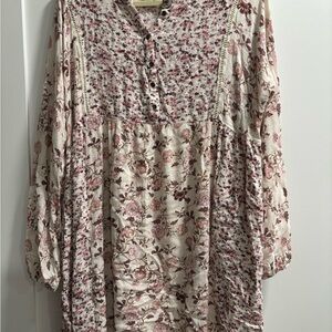 Knox Rose Pink Tan Boxy Dress with Mandarin Collar